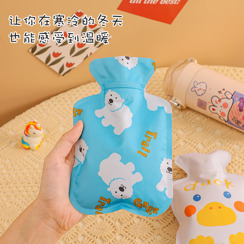 Factory Cartoon Frosted Hand Warmer Explosion-Proof Frosted Small Size Heating Pad Cute Water Injection PVC Transparent Hot Water Bag
