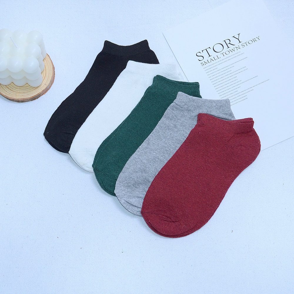 Combed Cotton Socks Men and Women Socks Xinjiang Cotton Sweat-Absorbent Ankle Socks Spring and Autumn Thin Socks Student Breathable Cotton Socks