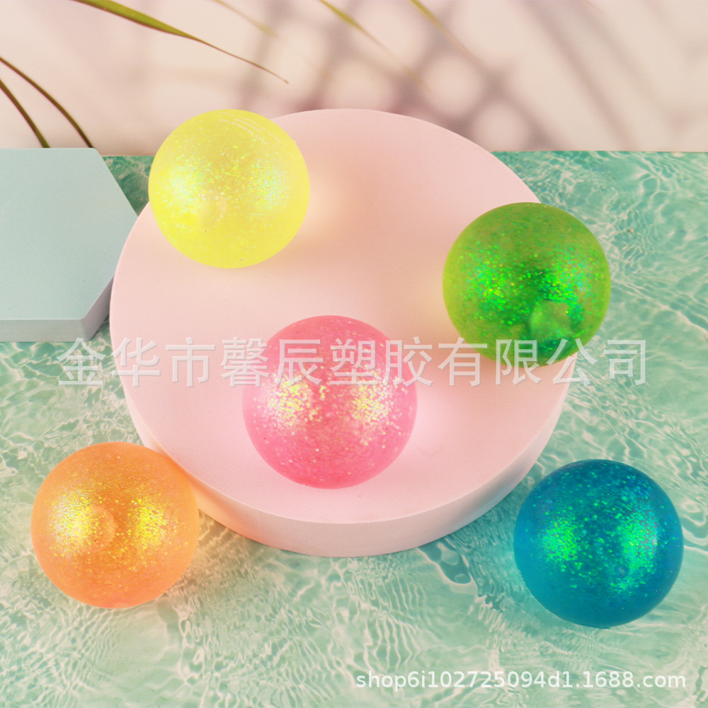 Malt Sugar Pulp Ball Toy Decompression Stress Relief Crystal Hand Kneading Squeeze QQ Elastic Transparent Gold Powder Malt Sugar Hair