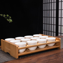 陶瓷家用白酒杯套装一口杯烈酒杯喝酒杯子复古白瓷小酒盅带置物架
