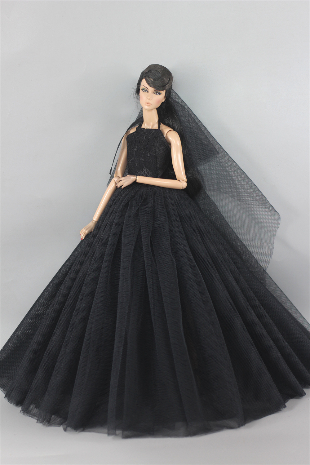 30cm换装娃娃心怡可儿超模fr2丽佳6分娃衣服装礼服婚纱大裙 头纱