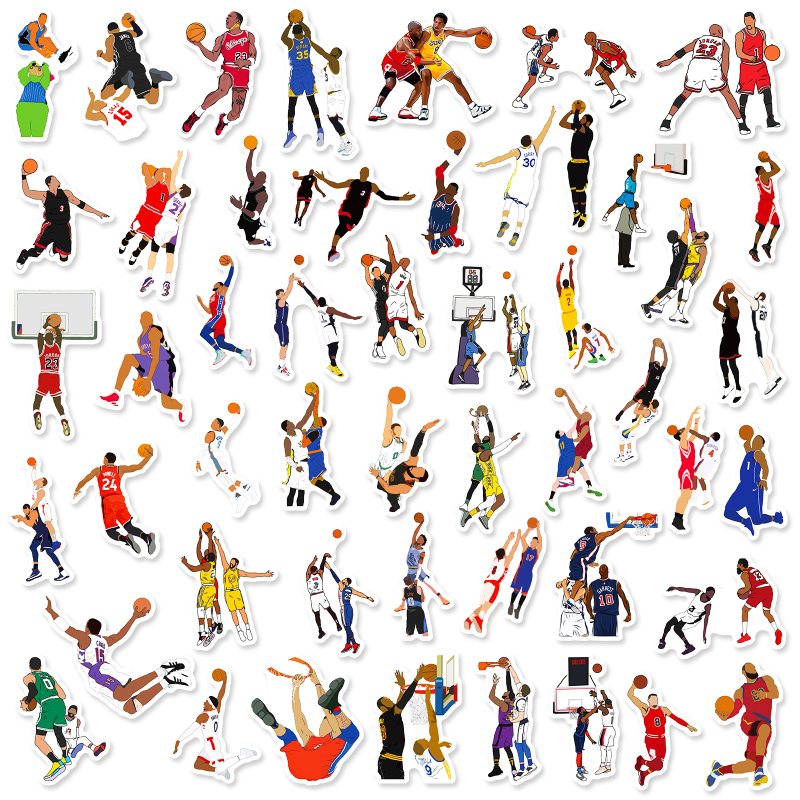 50-250张nba系列组合贴纸 球星科比集合卡通涂鸦篮球队标nba贴纸