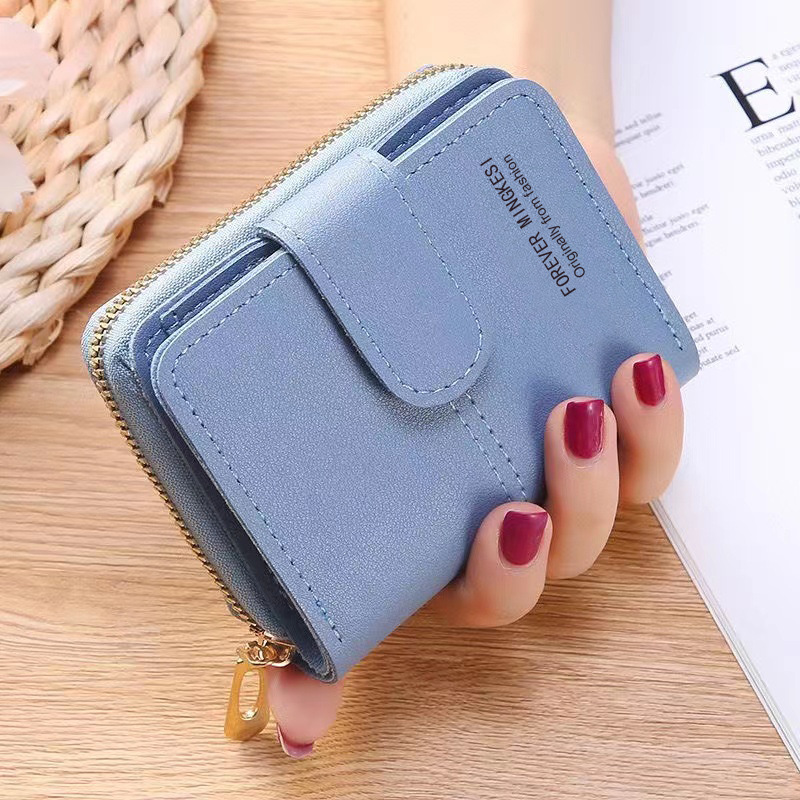 2022 New Fashion Small Simple Short Wallet Female Niche Folding Buckle Wallet Student Coin Purse Card Holder