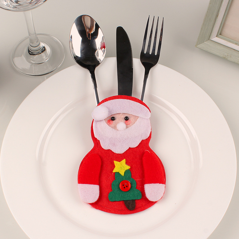 Christmas Dining-Table Decoration Santa Claus Knife and Fork Set Home Tableware Non-Woven Fabric Christmas Snowman Knife