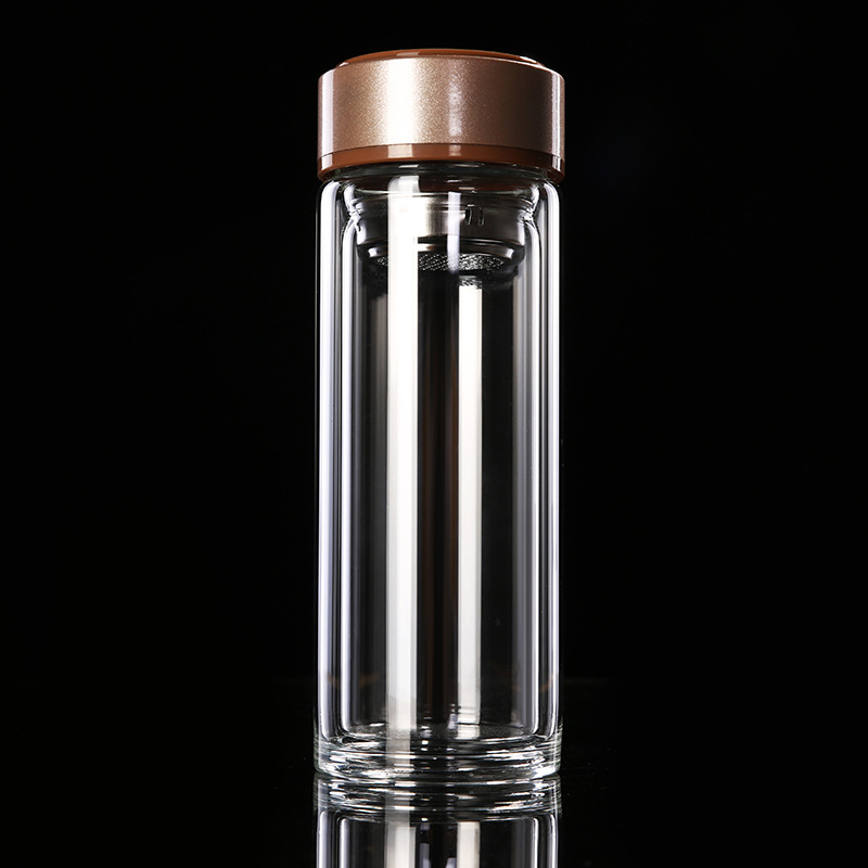 厂家批发双层加厚底玻璃水杯直筒300ml车载用茶杯透明高鹏硅杯子