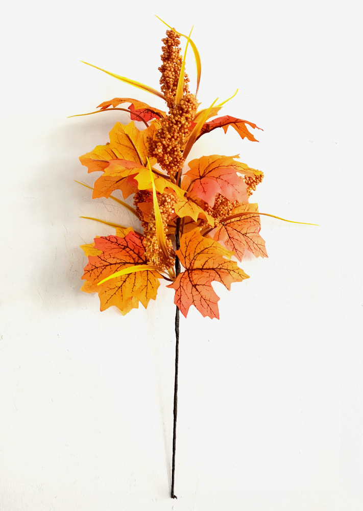 2022 Autumn Atmosphere Decoration Artificial Flower Leaf DIY Accessories Thanksgiving Harvest Festival Twig Cutting Maple Leaf Pumpkin Ornaments