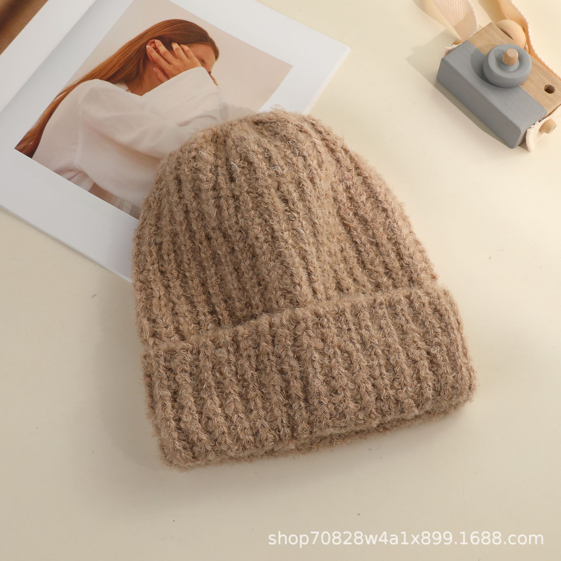 Big Head Circumference Show Face Small Wool Hat Autumn and Winter New Circle Wool Knitted Warm Hat