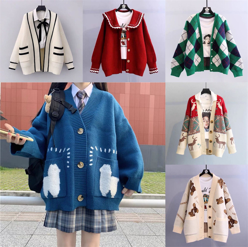 2024 Autumn and Winter Korean Style Women's Clothing Cardigan Sweater Thick Loose Women's Knitwear Women's Coat Foreign Trade Stall Wholesale