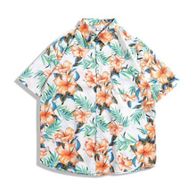 夏威夷花衬衫夏季男士衬衣上衣宽松休闲半袖五分海边沙滩度假衬衫