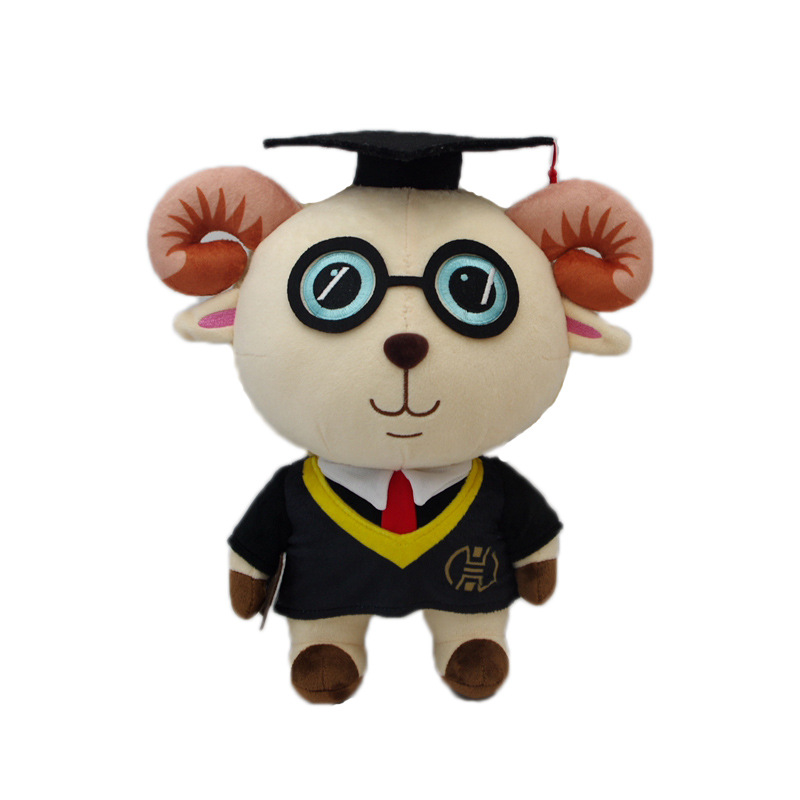 厂家直销毛绒公仔 学校毕业穿衣羊博士毛绒玩具礼品吉祥物娃娃
