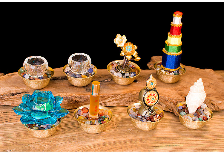 佛前密宗纯铜八供养组合套装寺庙八供贡品佛堂家居礼佛八供品摆件