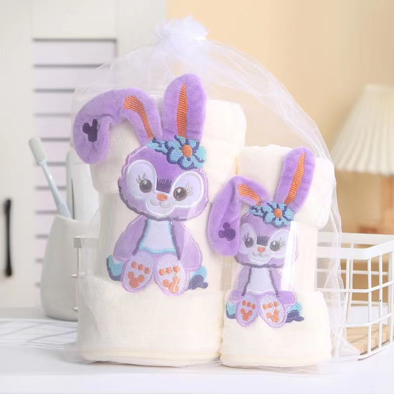 Cartoon Towel Coral Velvet Star Delu Towel Bath Towel Three-Piece Cartoon Soft Absorbent Household Lint-Free