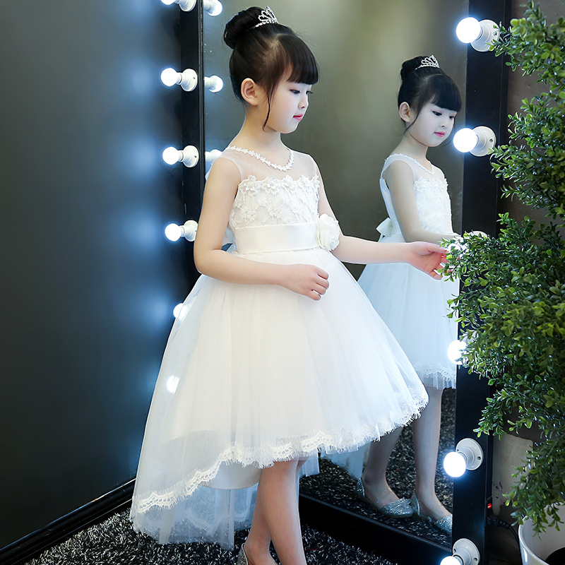 公主裙女童蓬蓬纱儿童礼服洋气小主持人女孩生日晚礼服花童婚礼白