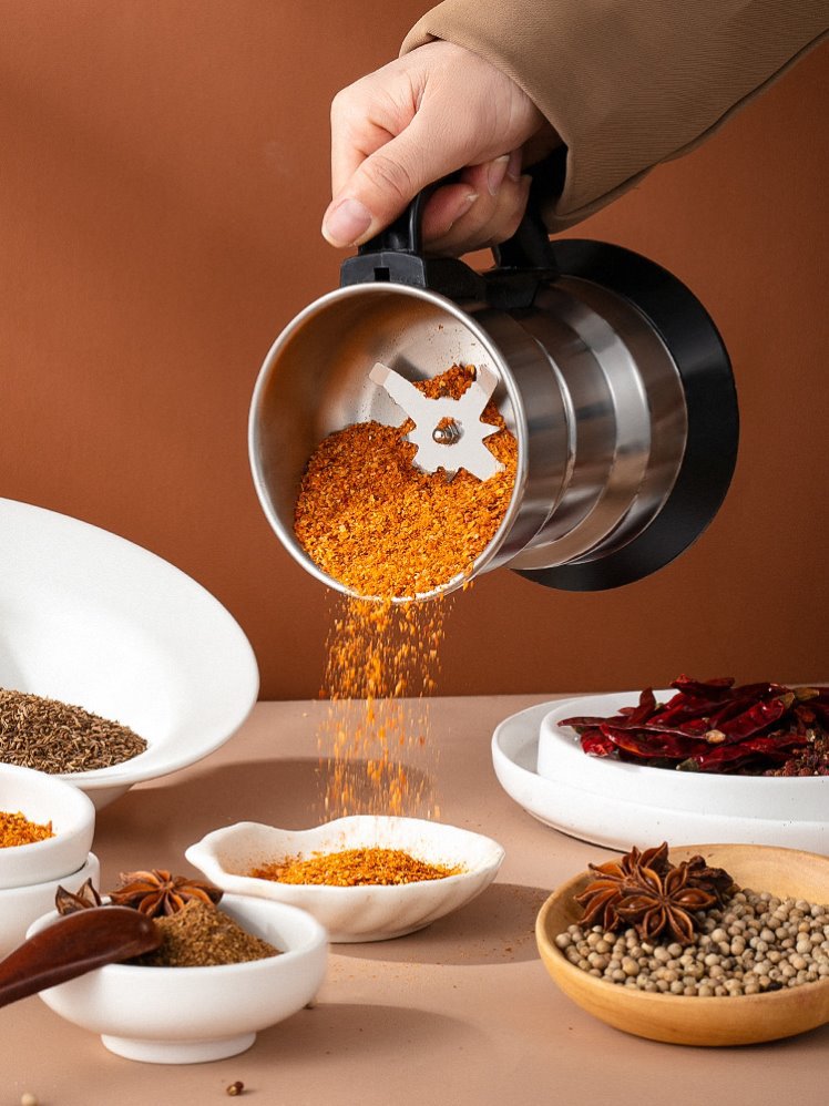 打碎机打磨粉料粹材黑芝麻辣椒食物粉碎机小型家用磨料加粗电动粮