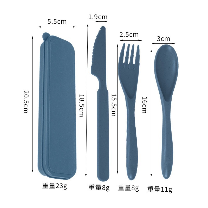 Wheat Straw Convenient Cross-Border Tableware Set Children's Tableware Gift Knife, Fork and Spoon Three-Piece Set Logo Can Be Added