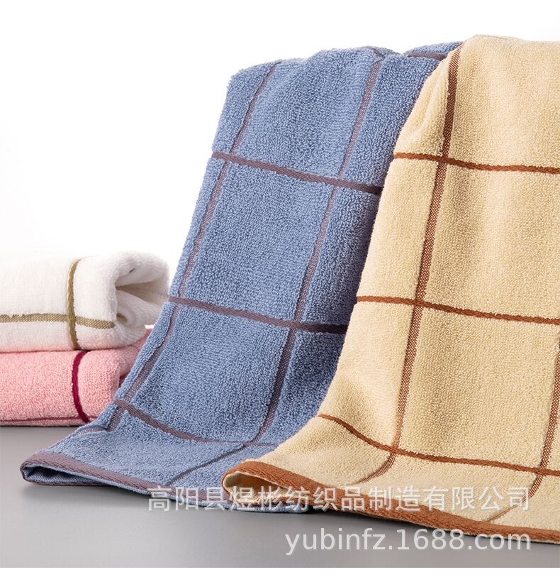 * Yarn Cotton Thickened 34*74 Adult Jacquard Large Plaid Cotton Towel Gift Household Daily Towel