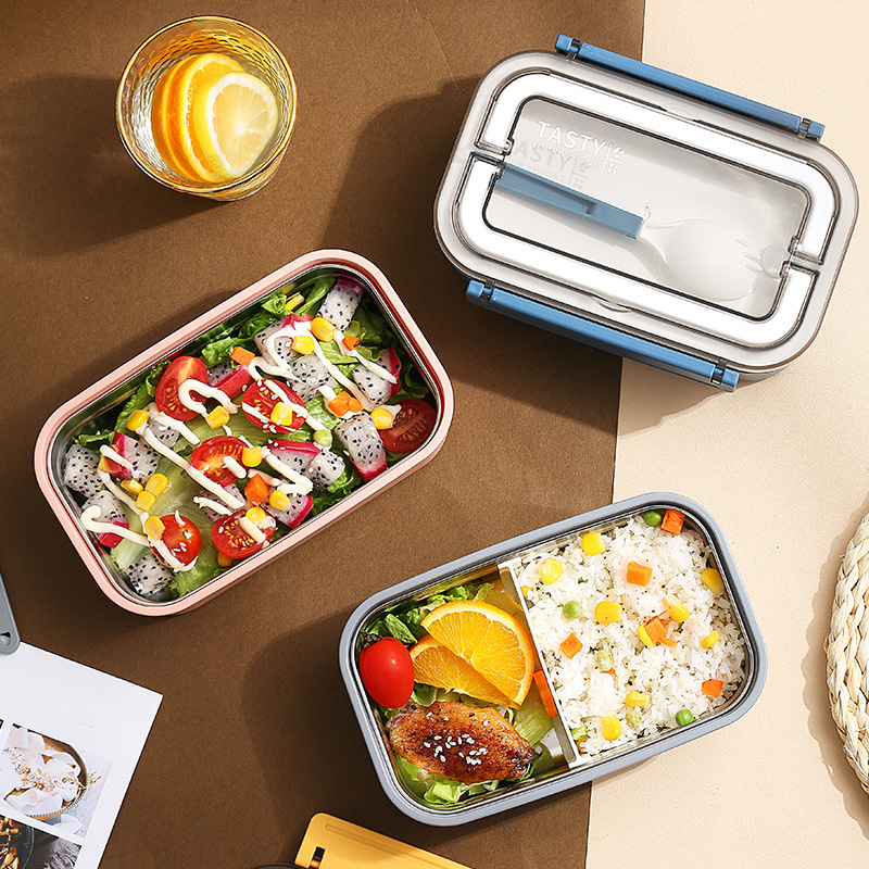 Stainless Steel Double Layer Lunch Box Portable Single-Layer Student Office Worker Lunch Box Lunch Box Lunch Box with Handle