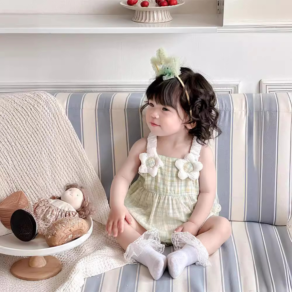夏季薄款ins风韩国森系0-2岁女童吊带公主裙无袖女宝宝爬服外出服