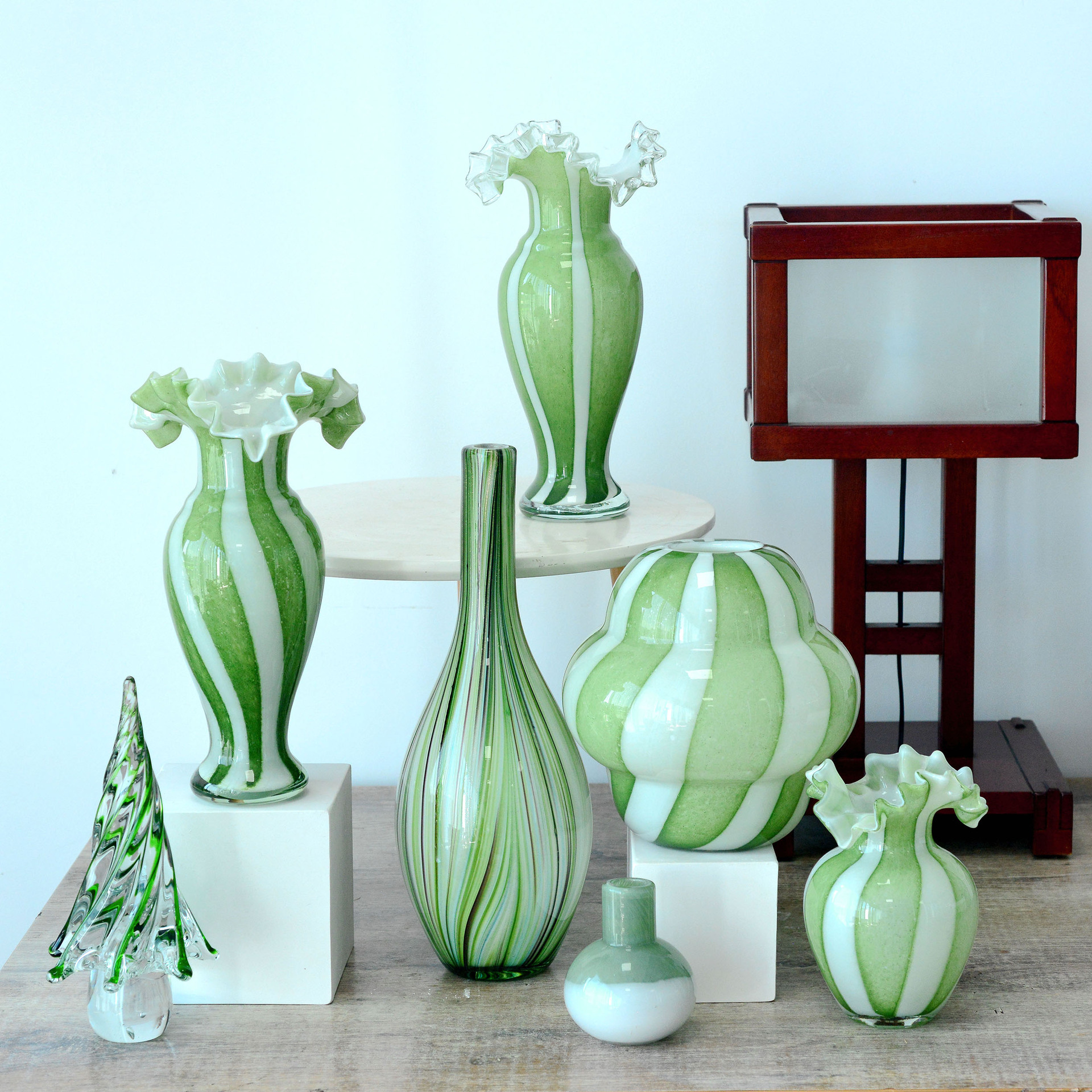 家居饰品宝石蓝撞色樱花粉鎏金花蝴蝶古典手工玻璃花器花瓶摆件