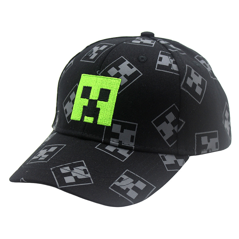 Cross-Border New Arrival Game My World Same Style Baseball Cap Boy Girl All-Match Flat Brim Cartoon Hip Hop Peaked Cap