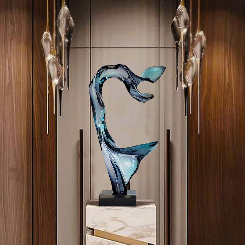 轻奢风抽象玄关客厅透明树脂工艺品摆件酒店装饰雕塑家居室内装饰