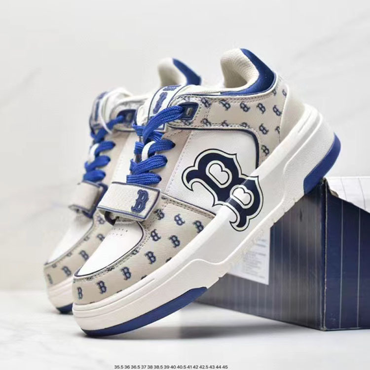 mlb鞋子老爹鞋男女情侣板鞋复古老花中帮学长鞋牛仔色23春夏新款