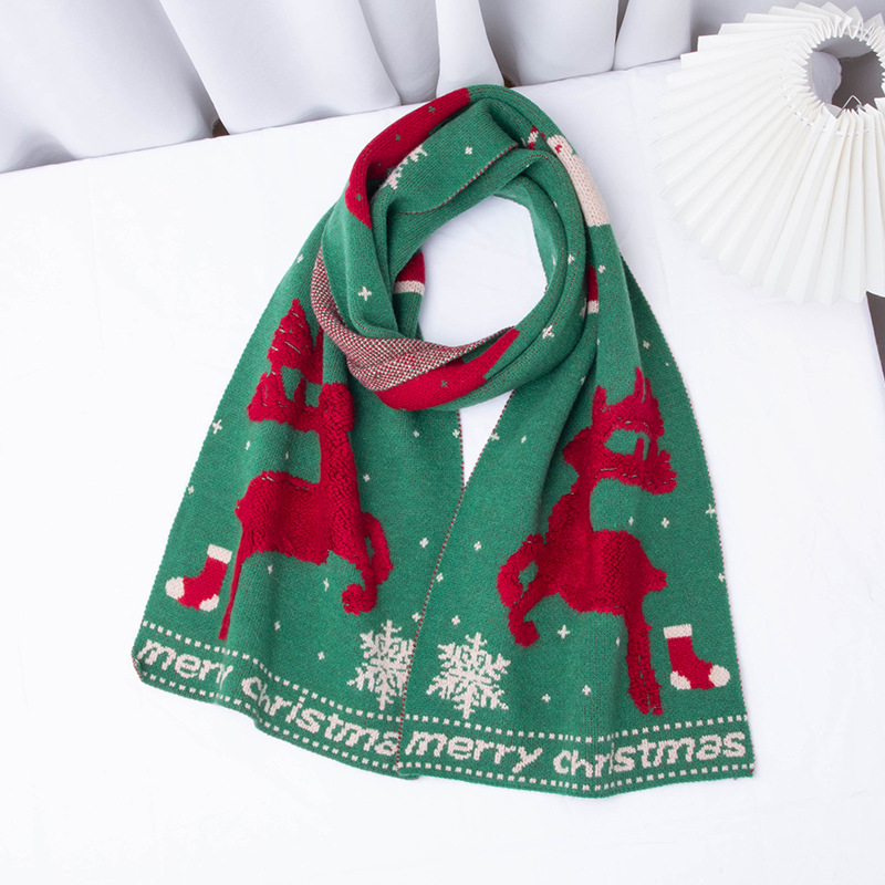 Christmas Deer Scarf Versatile Autumn and Winter Thermal Long Student Scarf Cute Cartoon Elk Red Couple Scarf