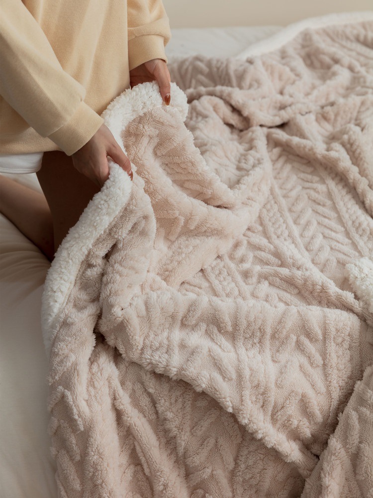 羊羔绒提花毛毯厚款冬季加厚双层保暖盖毯沙发毯午休毯北欧-阿里巴巴