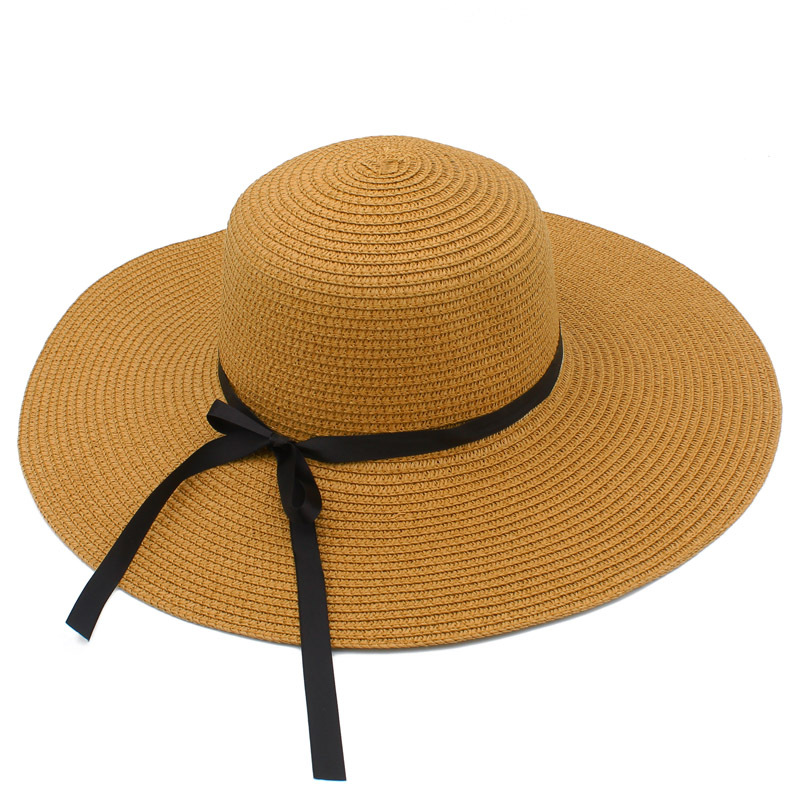 Summer Korean Style Fresh Sun Protection Sun Hat Female Super Large Brim Foldable Straw Hat Seaside Wide Brim Stylish Beach Hat