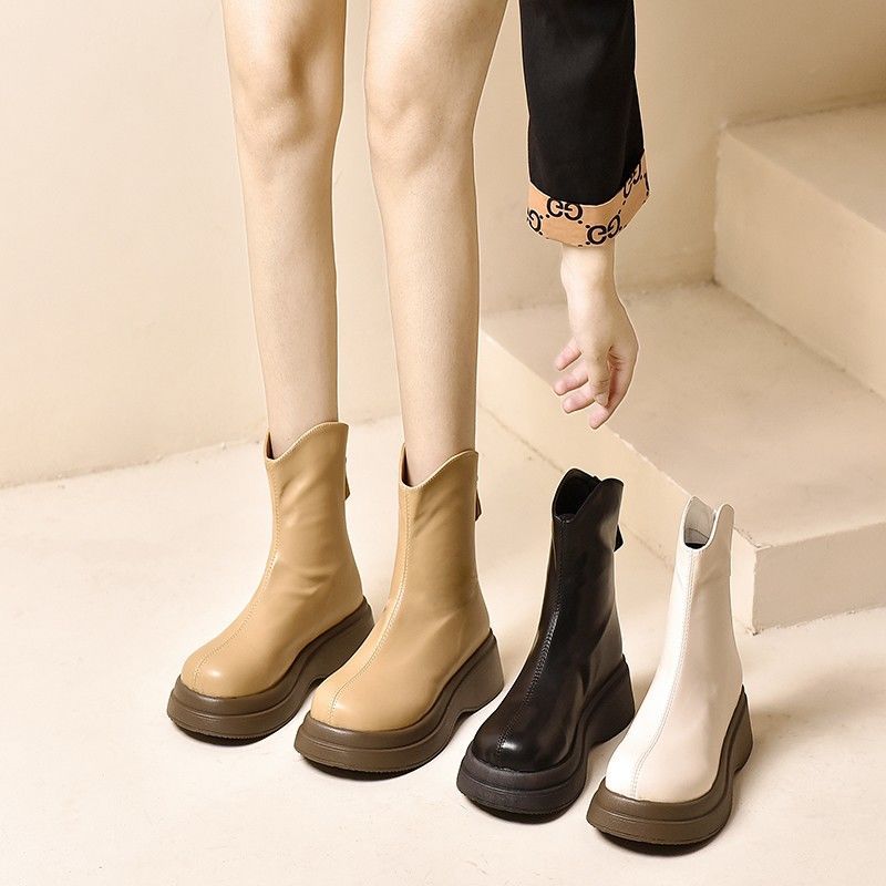 切尔西马丁靴女款2024年新款春秋季瘦瘦法式短靴子单靴厚底女鞋子