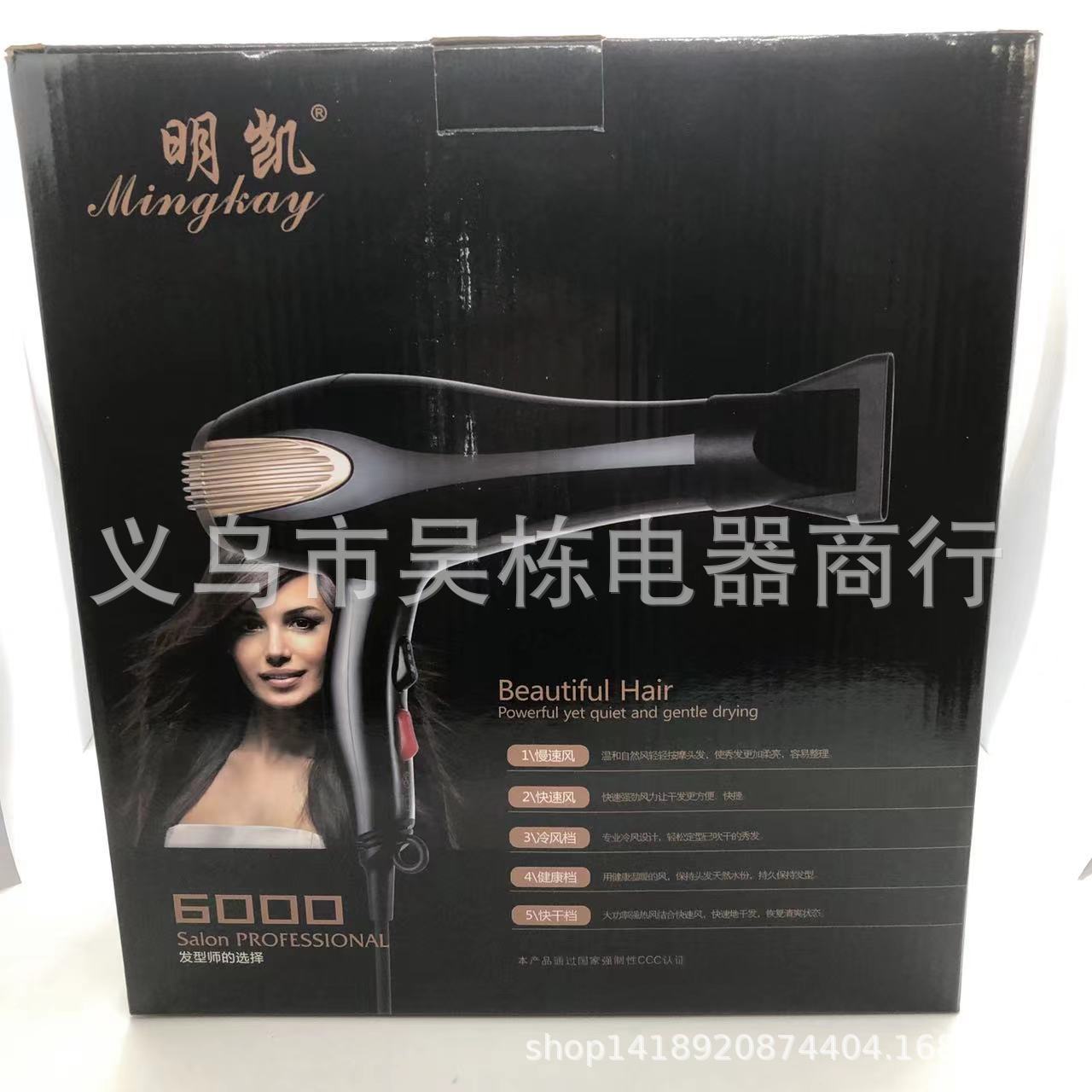 Mingkai Mk6000 High-Power Hair Dryer Black
