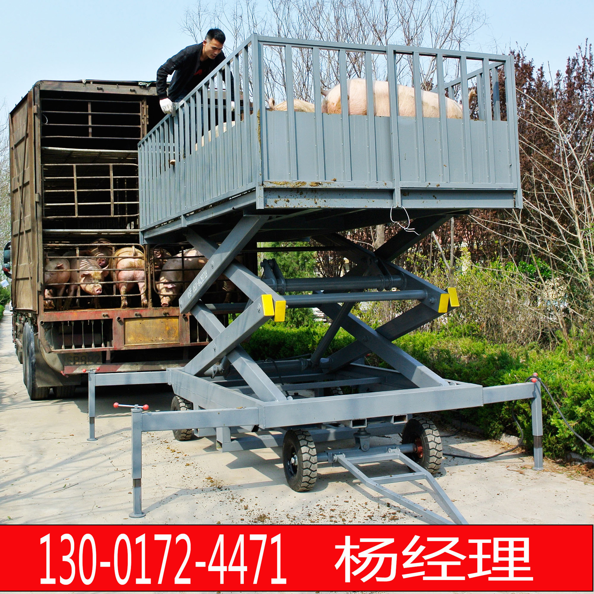 四轮移动式卸猪台电动液压小型上猪台剪叉升降装猪通道养猪场专用