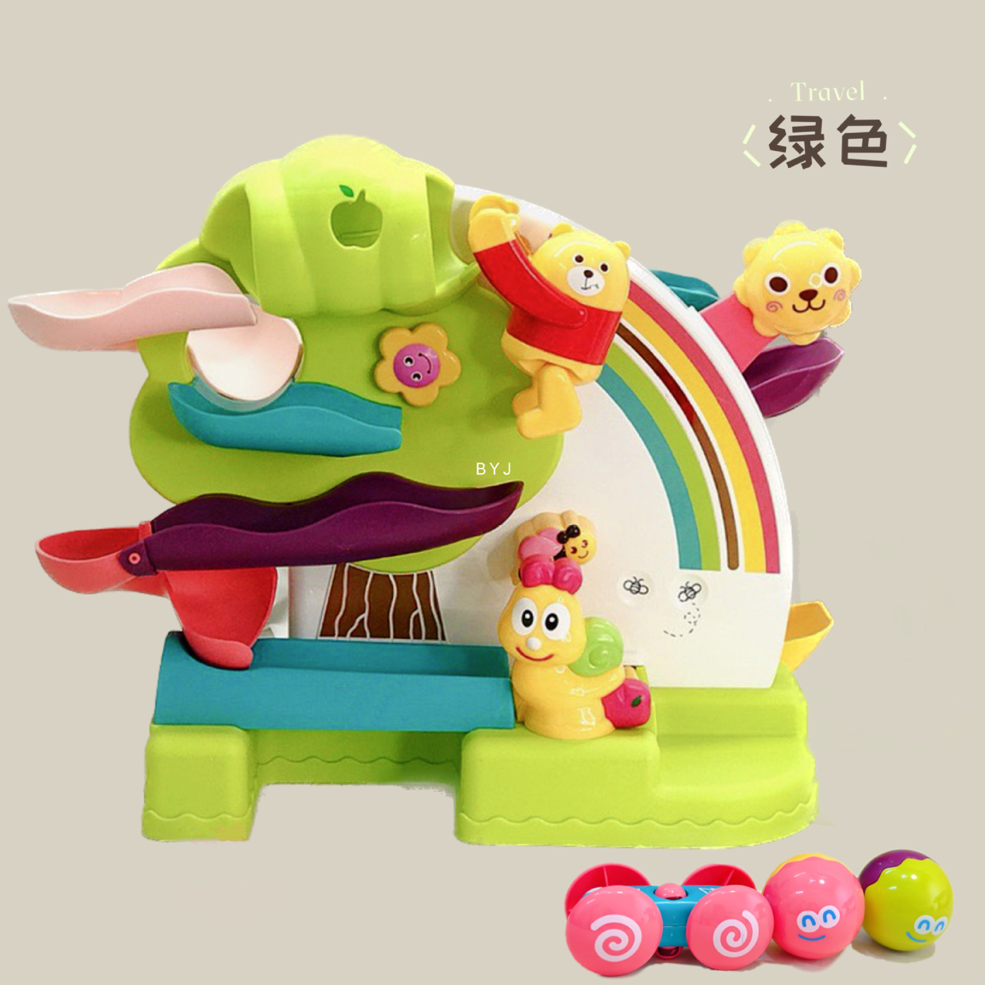 五星儿童多层滑梯轨道1岁宝宝滑道灌篮熊滑行小汽车男孩女孩玩具