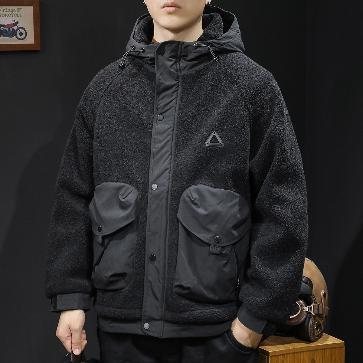羊羔绒棉衣外套男冬季加厚2023新款男士休闲工作服上衣秋冬款保暖