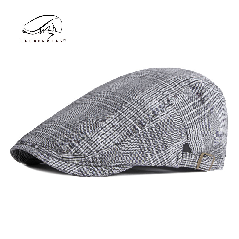 Spring and Summer New Men's Beret Adjustable British Retro Plaid Peaked Cap Photography Actor Advance Hats Female Fashion