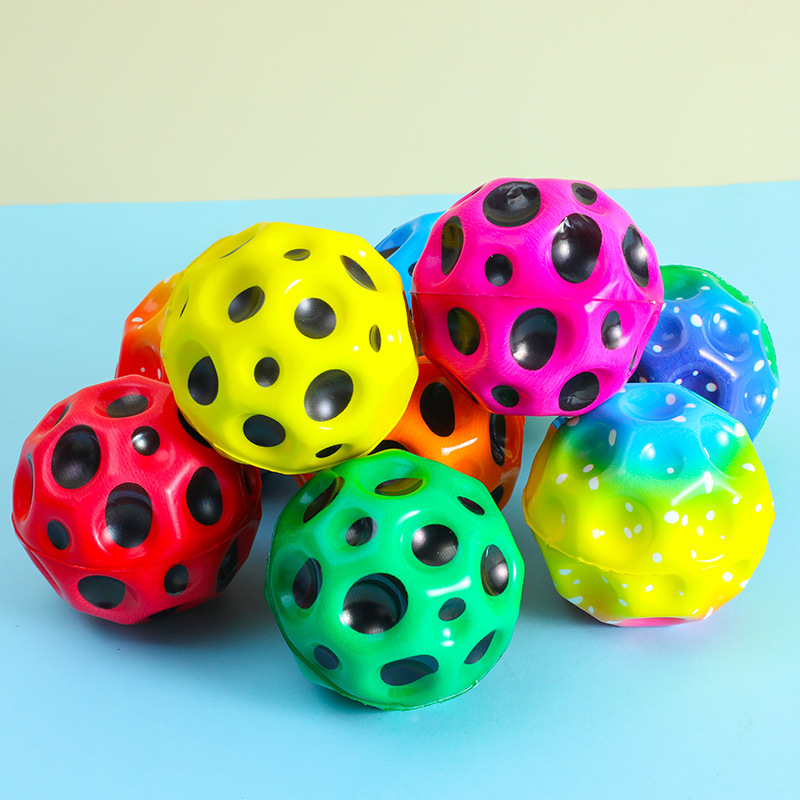 Elastic Ball Children's Toy High Bounce Holed Balls Solid Pu Foam Moon Stone Moon Outdoor Small Ball Toys