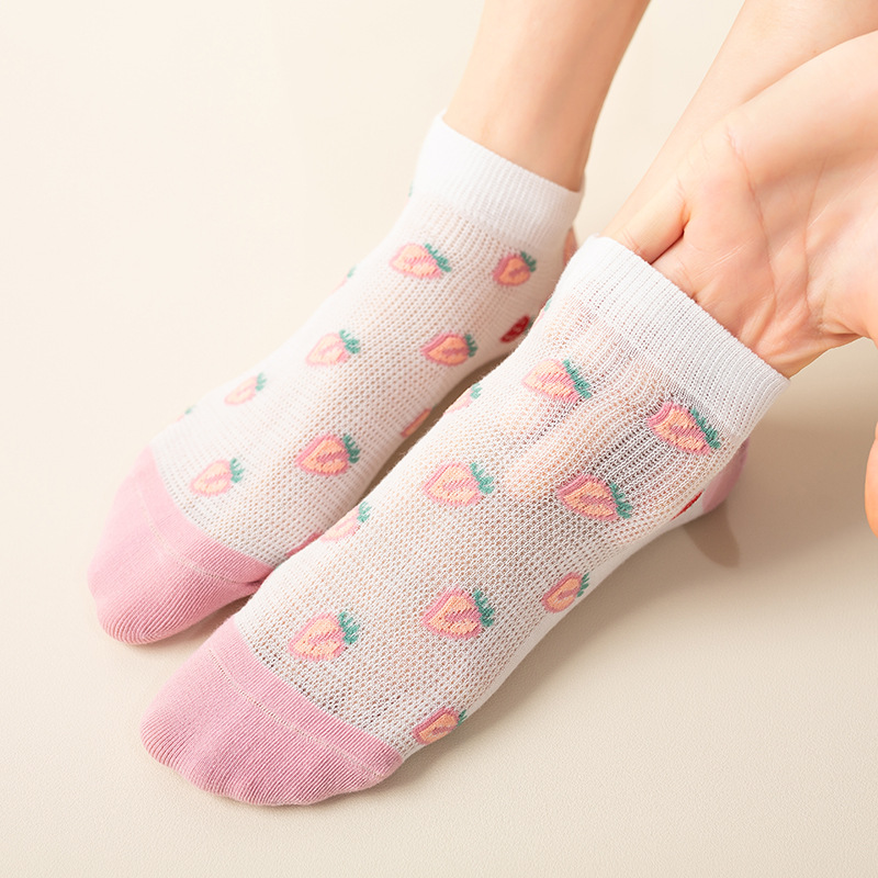 Summer Fruit Shallow Mouth Low Cut Short Tube Fairy Socks Breathable Invisible Boat Socks Women's Socks Stall Supply Wholesale