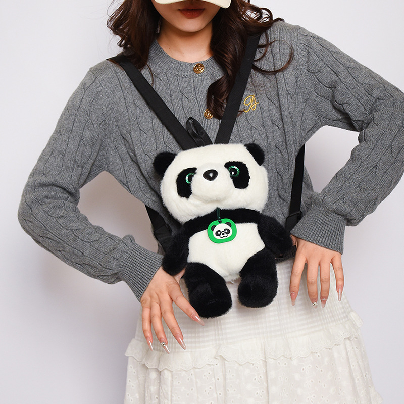 创意大熊猫毛绒包包秋冬时尚卡通熊猫包包网红少女单肩斜挎包批发