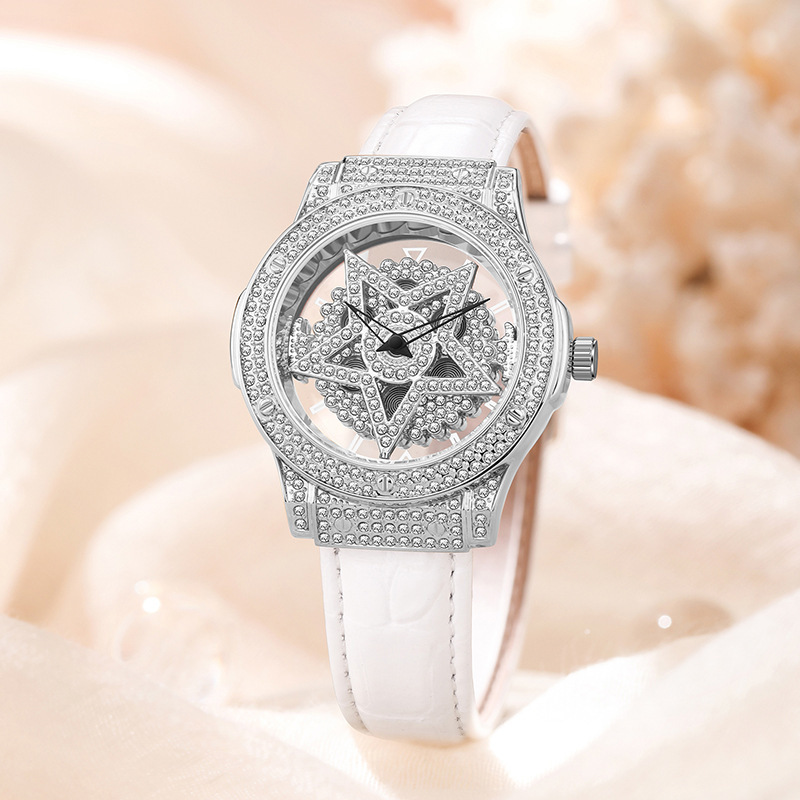 一件代发品牌五芒星手表时来运转女士手表轻奢镶钻满天星女表批发