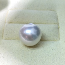 14.4mm冷白色光澳白珍珠 近圆饱满强光几乎无暇 适镶帽盖托