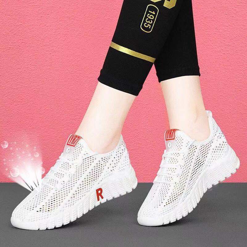 2022 New Spring and Summer Hollow Mesh Surface Sneaker Women's Shoes Breathable Mesh Shoes Casual Shoes Lightweight Soft Sole Canvas Shoes