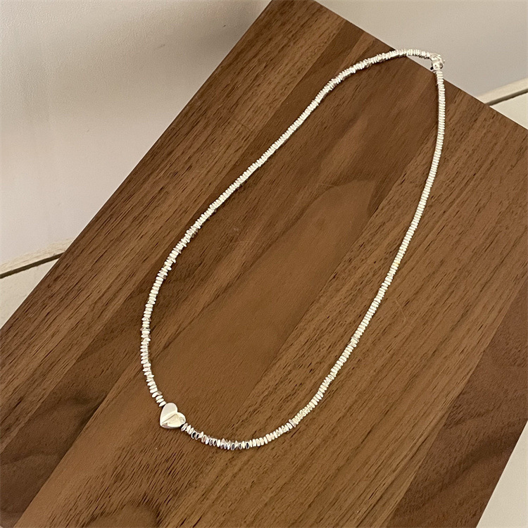 Geometric Small Pieces of Silver Square Heart Necklace Special-Interest Design Light Luxury All-Match Irregular Cutting Clavicle Chain Twin