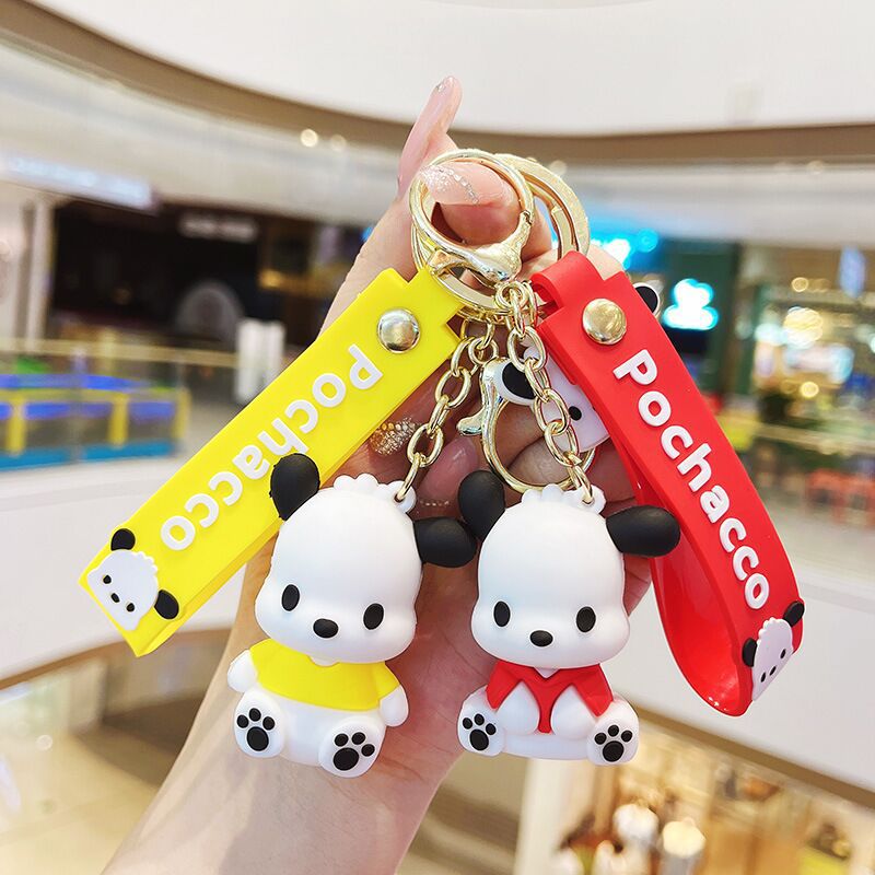 Creative Cartoon Schoolbag Pendant Pacha Dog Doll Keychain Pendant Doll for Girls Cute Key Ring Doll Silicone