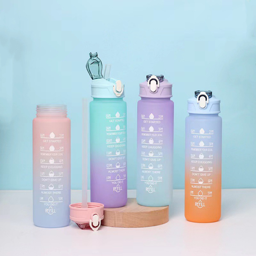 750ml时尚渐变色水杯三套杯中杯磨砂运动水杯-阿里巴巴