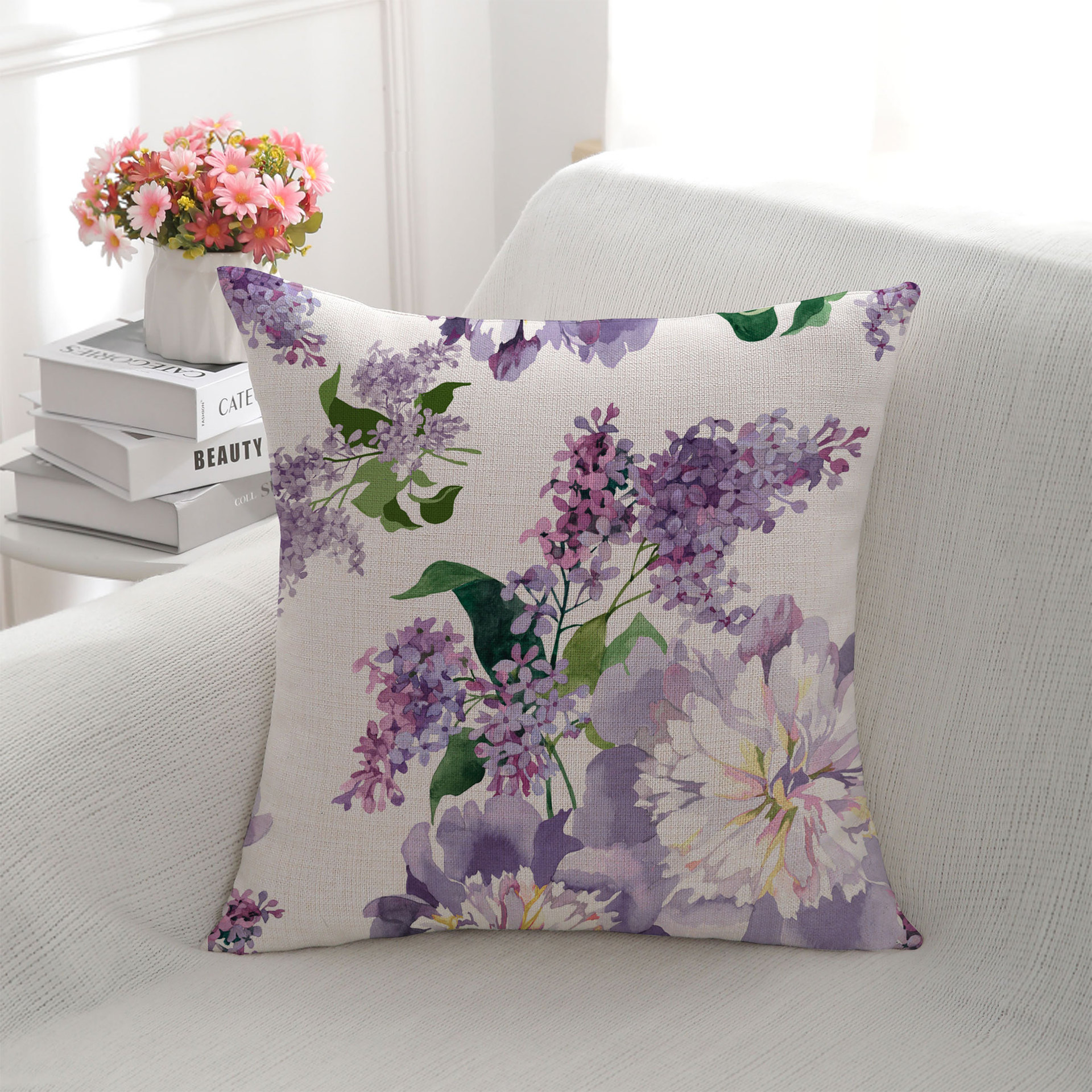 In Stock Wholesale Idyllic Minimalist Digital Printed Pillowcase Small Floral Bed & Breakfast Living Room Bay Window Pillow