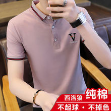 男士短袖T恤夏季新款韩版上衣纯棉POLO衫有领翻领修身青少年衣服