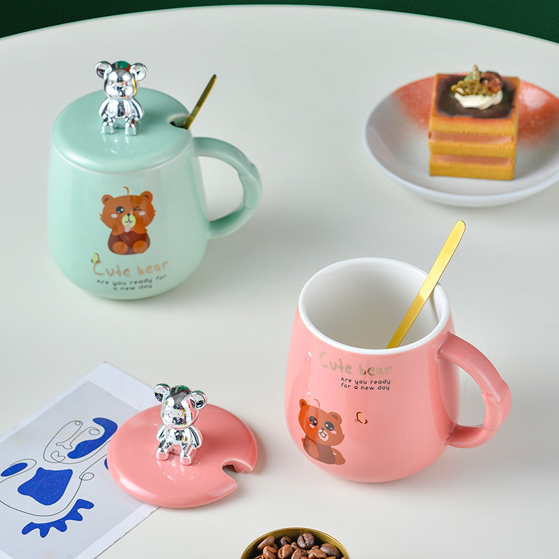 Cute Bear Girl Breakfast Cup Good-looking Ceramic Cup Home Office Couple Water Cup Gift Mug