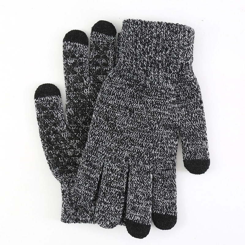 Cross-Border European and American Size Knitted Thermal Gloves Winter plus-Sized Thick Non-Slip Wool Outdoor Riding Touch Screen Gloves