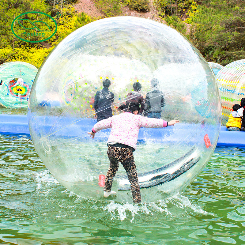 苏州福龙厂家批发2米tpu充气水上步行球 儿童游乐行走滚筒球d
