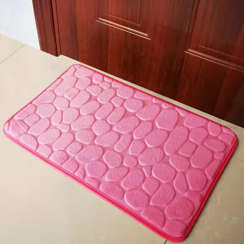 Foot Mat Coral Velvet Embossed Stone Household Memory Foam Bedroom Bathroom Thickening Absorbent Floor Mat Doormat Carpet Non-Slip